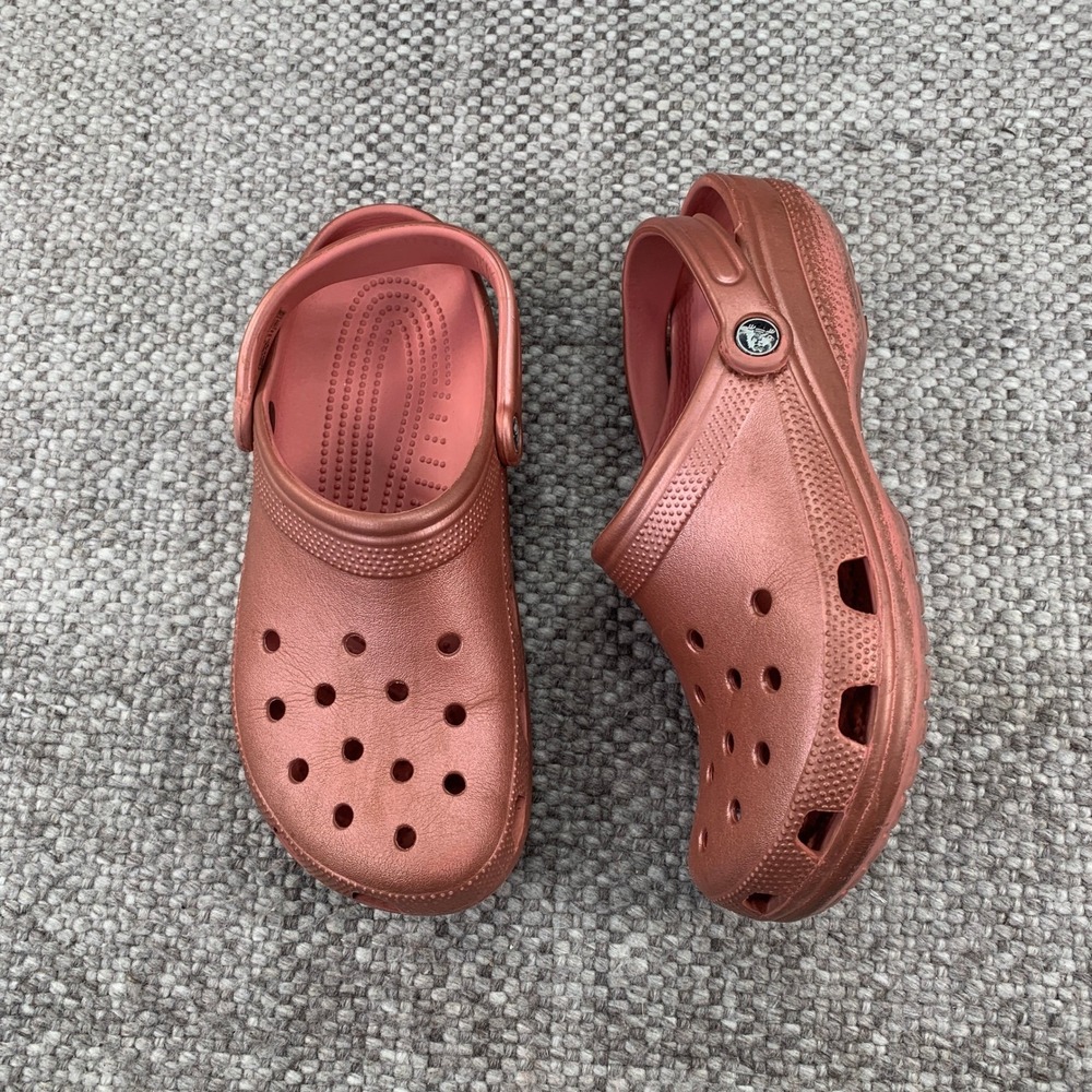 Crocs Classic Clogs Women Size 11 Men Size 9 Rose Gold Metallic Slip On Shoes